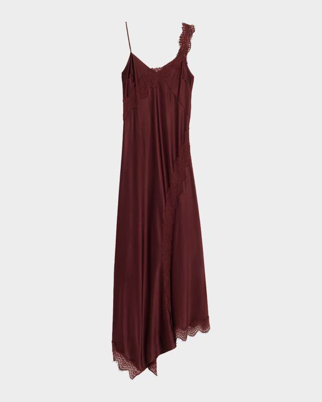 Vernon Lace-Trim Satin Slip Dress